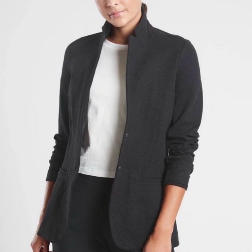 NWT Athleta Venice Textured Blazer in Charcoal Grey Size 2